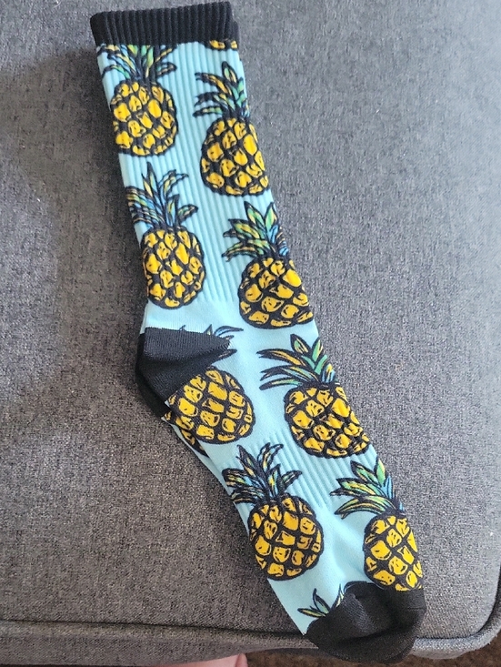 Other - 2 Pair Pineapple Print Crew Socks - Light Blue & Yellow